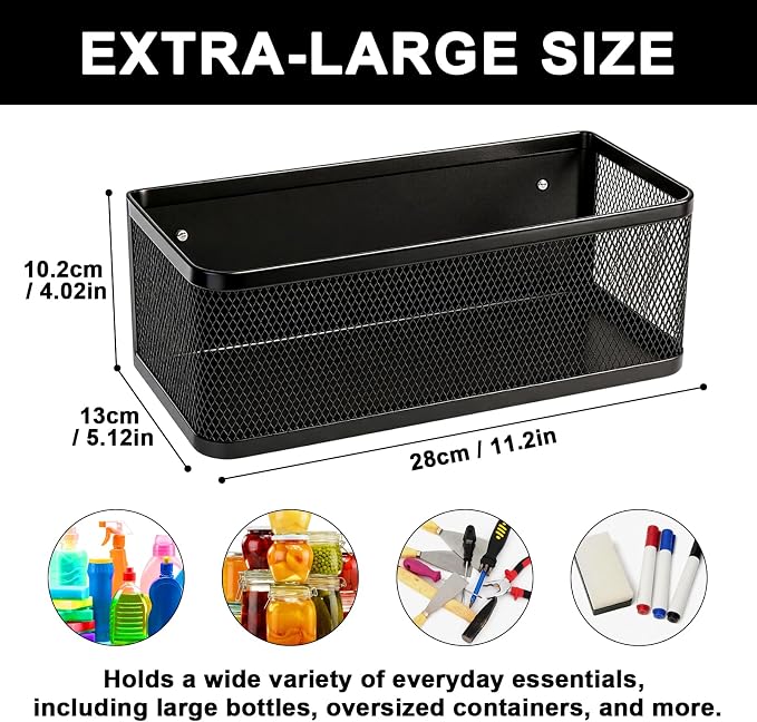 1 Pcs Magnetic Spice Shelf Rack For Fridge,Magnet Fridge Basket | Heavy Duty Magnetic Shelves,Carbon Steel,4.02inch High,Magnetic Basket For Fridge,Laundry room