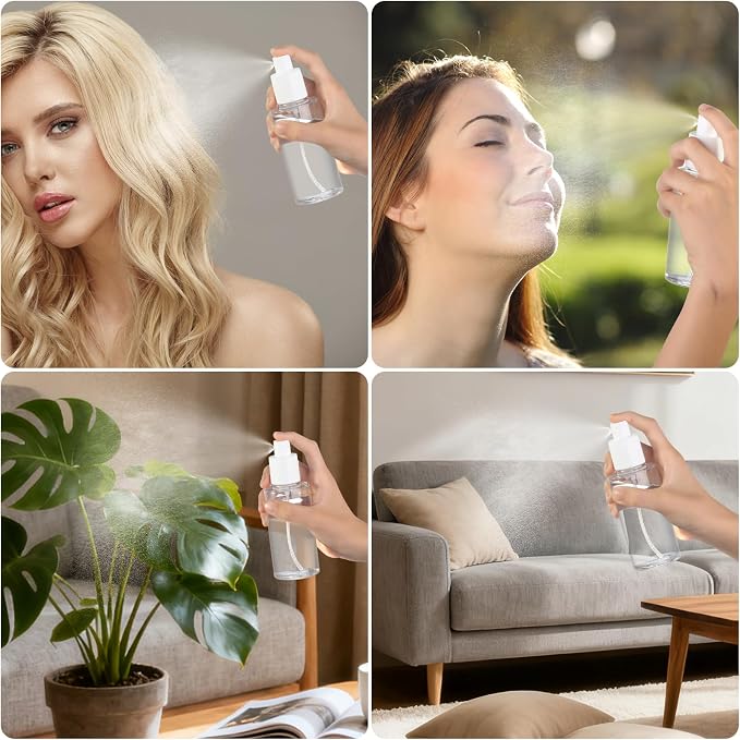 Boenoea Small Spray Bottle,Travel Spray Bottles Plastic Portable Refillable Empty Bottles for Outgoing - Leak Proof - Clear