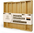 Bamboo Kitchen Utensil Drawer Organizer for Silverware | 100% Natural Expandable 14-20 Inch Kitchen Drawer Organizers for Utensils | Non-Slip Base | Screwed Joints for Long-Lasting Durability