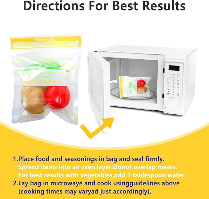 100 Pcs Microwave Steam Bags for Cooking Reusable Zipper Steam Vegetable Bag Frozen Food Heating Bags for Faster Vegetables Seafood and Meat, 7.1 X 7.9 Inches (100)