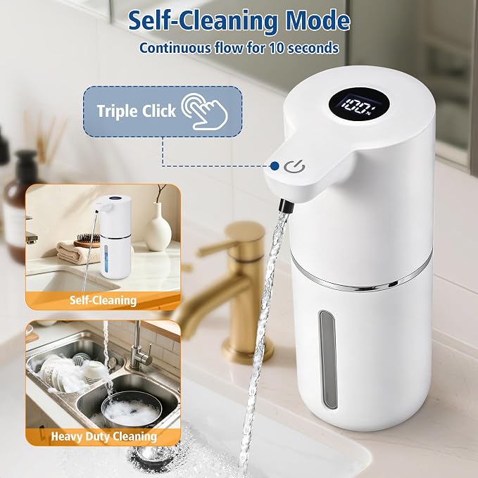 Automatic Liquid Soap Dispenser, Touchless Rechargeable, 350ml, White