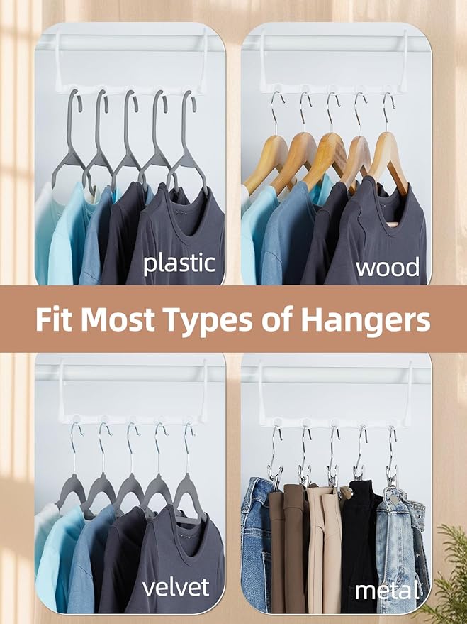 HOUSE DAY Space Saving Hangers 16 Pack, Closet Organizers and Storage | Closet Organizer Space Saver, Multifunctional Hangers for Small Closet, College Dorm Room Essentials for Girls, White