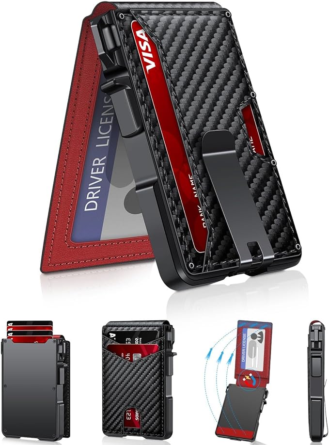 Wallet for Mens Minimalist Wallet 9-13 Cards RFID Blocking Slim Wallet | Money Clip & ID Window, Compact Smart Pop Up Card Wallet, Metal Aluminum Credit Card Holder Wallet, Birthady Gifts for Men