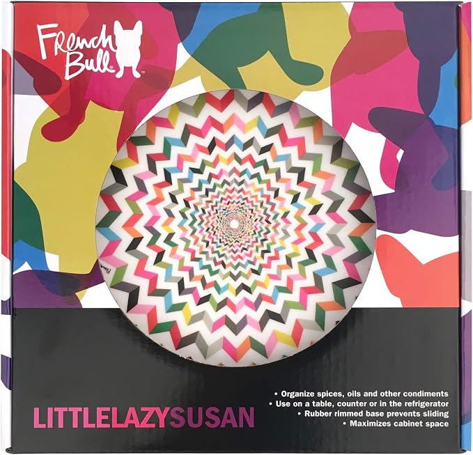 French Bull Lazy Susan Round Rotating Melamine Kitchen Pantry Cabinet Tableware Organizer-Platter, Turntable, Serving, 9-inch, Ziggy