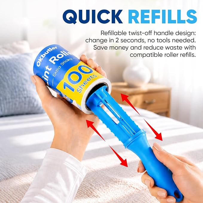 600 Sheets Lint Roller for Pet Hair, Lint Remover, Extra Sticky with Spiral Easy Tear & Ergonomic Handle, Multipurpose for Clothes, Furniture, Carpet & Car Seats