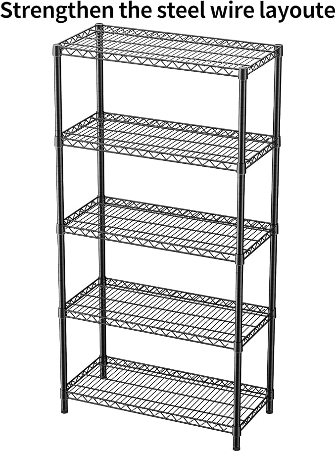 SINGAYE 5 Shelves Adjustable Shelf Heavy Duty Wire Storage Shelving Metal | Home Storage Small Rack Pantry Closet Unit for Laundry Room Organization Bathroom Kitchen
