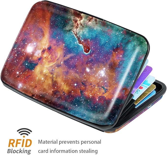 Coco Rossi Credit Card Holder RFID Aluminum Small Mini Wallet Women | Metal Wallet, Business Cards Holder, ID Case, Slim Sleeves, Womens Girls Gift, Carry Proof Wallets for Travel, Space
