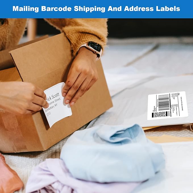 BESTEASY Sticker Labels Compatible Laser/Ink Jet Shipping Labels (8000 Sheets, 6 up-3-1/3 x 4")