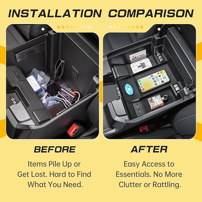 Center Console Organizer Tray for 2022-2026 Chevy Silverado & GMC Sierra | For Refreshed 2022-2026 Silverado/Sierra 1500 & 2024-2026 Silverado/Sierra 2500HD 3500HD, Full Console w/Bucket Seat ONLY