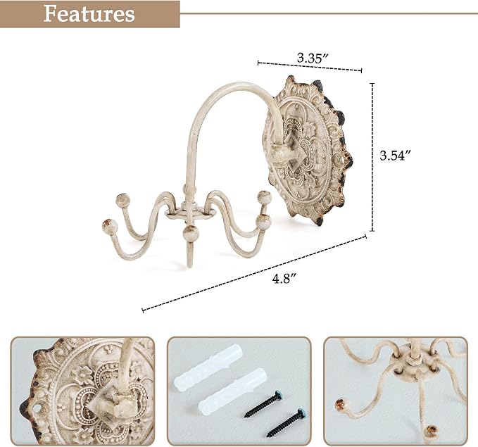 NIKKY HOME Wall Mounted Hooks Jewelry Organizer for Necklace, Earrings | Rustic Hanging Vintage Decorative Shabby Chic Jewelry Storage Display Hanger Gift for Women Girl Lady