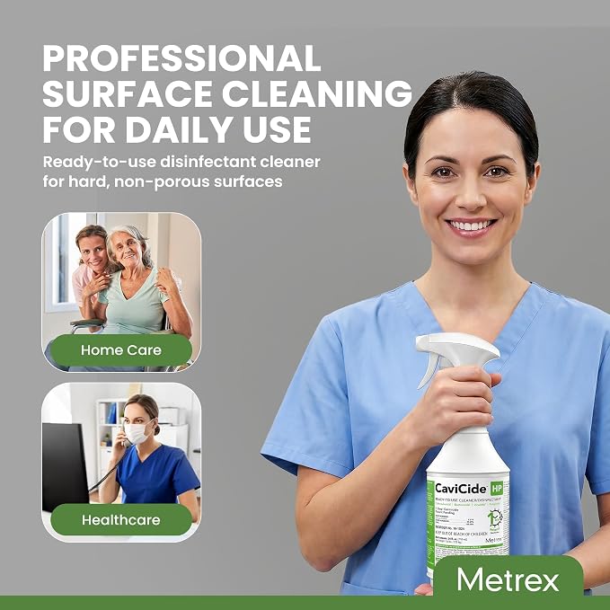 Metrex CaviCide HP Hydrogen Peroxide Disinfectant Spray – Kills Norovirus, MRSA, TB & Flu in 1 Minute – EPA-Registered Hospital-Grade Cleaner for Medical, Dental, Salon & Vet – 24 fl oz, 1 Count