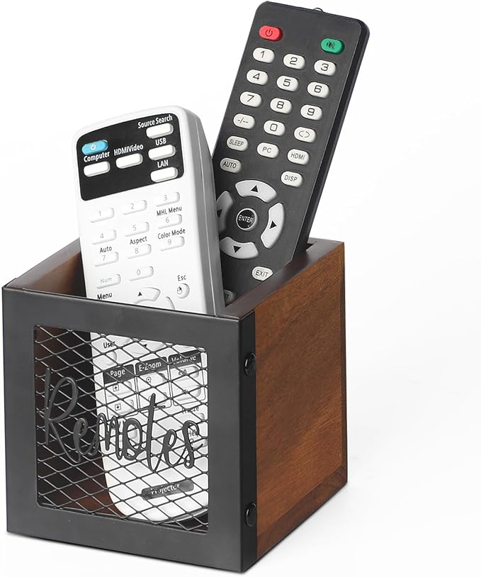 Remote Control Holder, Vintage Desk Caddy,TV Remote Storage Organizer Caddy for 2 or 3 Remote Controls