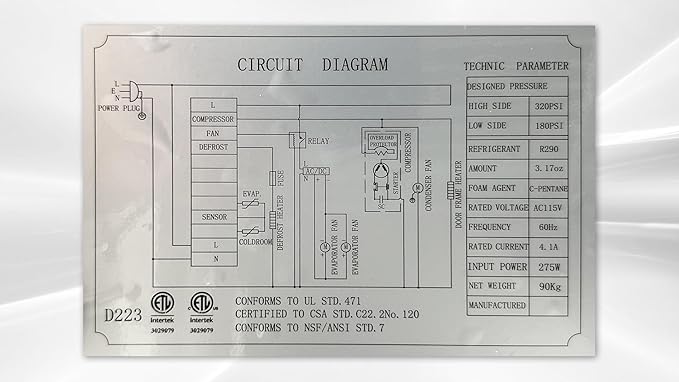 Commercial Undercounter Freezer, ETL Stainless Steel 36" W 8 cu.ft.. -8°F to 0°F 0976
