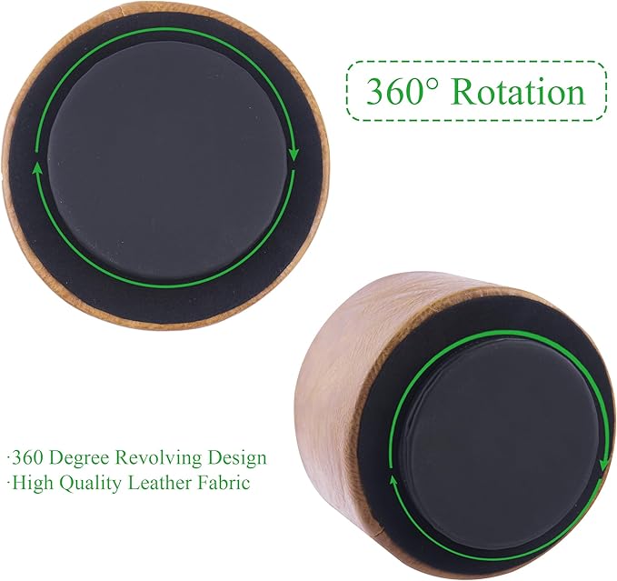 Round Leather Art Supply Organizer,Remote Control Holder,360 Degree Spinning,Multi-Functional Pencil Holder,4 Compartments Desktop Stationary Organizer(1-Crazy Brown)