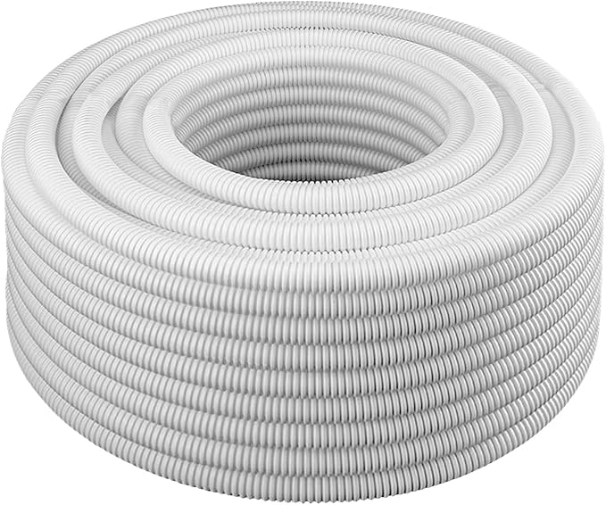 Electriduct 1.5" Polypropylene Non-Slit Wire Loom Corrugated Flexible Conduit - 10 Feet - White