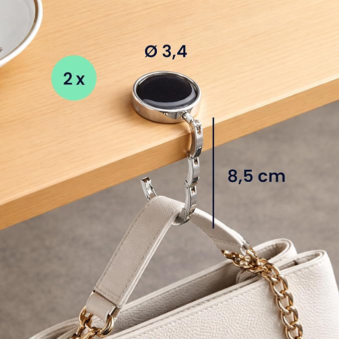kwmobile Purse Hook for Table - Set of 2 Purse Holder - Folding Handbag Hanger - Portable Bag Holder - Bag Hooks for Desk - Table Hook Bronze
