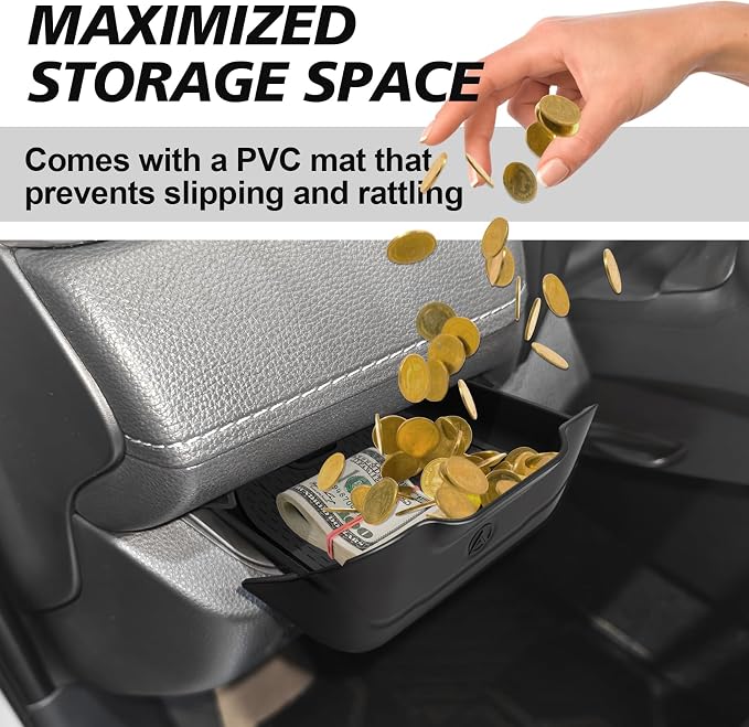Muslogy Console Storage Drawer Compatible with Toyota RAV4 2019-2024 2025 Accessories Driver Side Drawer Box Console Organizer Insert Storage Cubby With Anti-Slip Mat(One-Touch Self-Locking Mechanism)