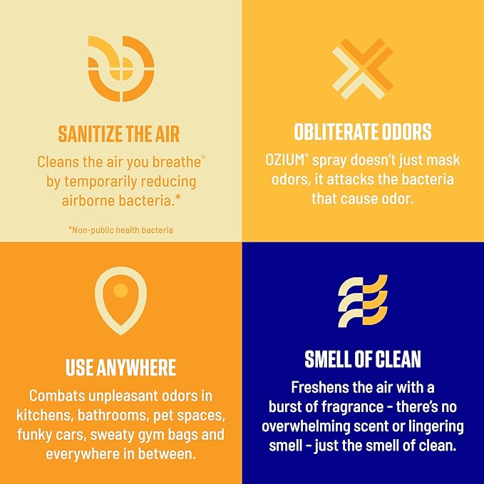 Ozium Air Sanitizer Spray - Room Odor Eliminator for Home, Car, and Office - Citrus - 8 oz Can - 6 Pack