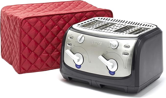 Covermates Keepsakes Toaster Cover – Quilted Appliance Protector for Coutertop Bread Ovens – Dust & Stain Resistant, Washable Slip‑On Design for Countertop Storage, Red