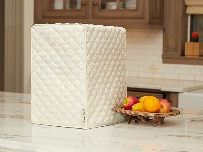 Covermates Keepsakes Blender Cover – Quilted Appliance Protector for Food Processors – Dust & Stain Resistant, Washable Slip‑On Design for Countertop Storage, Cream