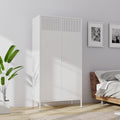 Washsemba Metal Storage Cabinets Locker with Hanging Rod and Adjustable Shelves, 71'' Clothing Steel Storage Wardrobe for Home & Office, School, Employee,Gym(White, 71''H-Wardrobe)