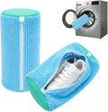 2 Pack Shoe Washing Machine Bag, Works for Washer & Dryer, Reusable Laundry Bag with Self-Locking Zipper, 360° Deep Cleaning for Sneakers and Tennis Shoes (Blue)