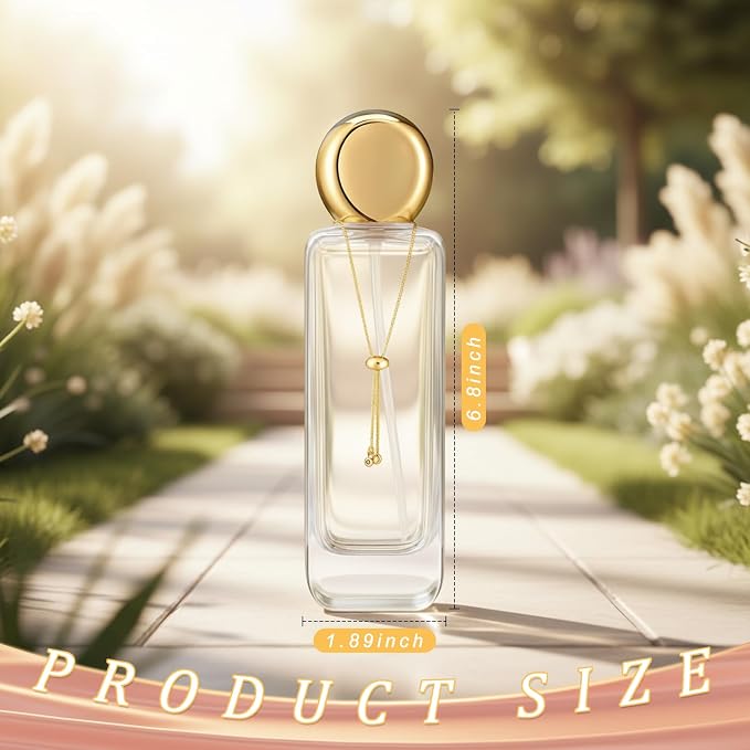 4 Pcs 4oz Luxury Glass Bottles with Pump Glass Toner Bottle with Gold Chain Perfume Spray Bottle Travel Lotion Vial with 2 Plastic Pump Head 2 Spray Head for Cosmetic Toner(Clear)