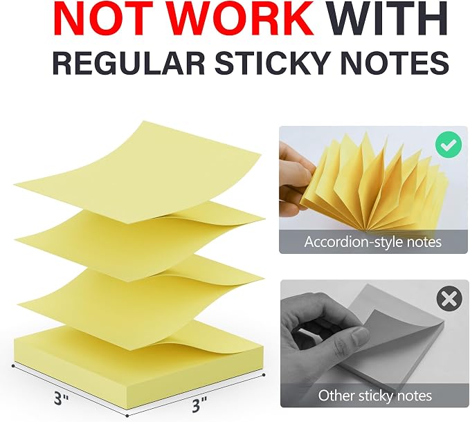 SMART&COOL Magnetic Pop-Up Note Dispenser for 3 x 3 in Pop-Up/Accordion-Style Sticky Notes, 1Pack, Black (Notes Not Included)