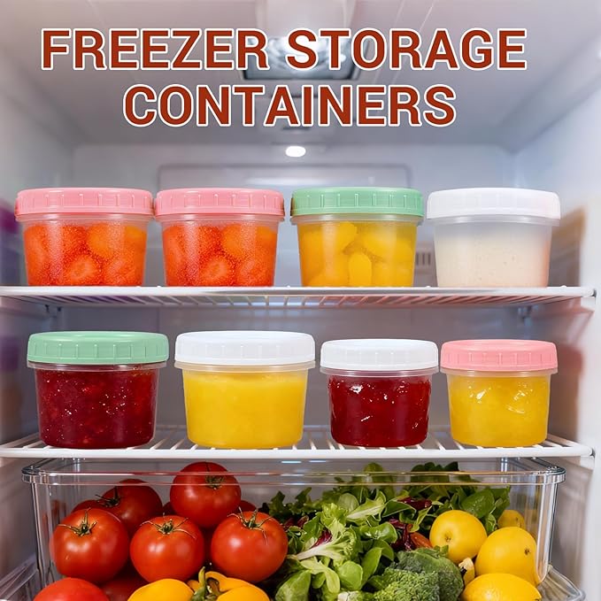 DEMORA 4 oz Small Plastic Containers with Twist on Lids [20 Sets], Stackable Little Food Storage Containers for Snack Lunch Meal Prep Salad Dressings, Freezer/Microwave/Dishwasher Safe, BPA Free
