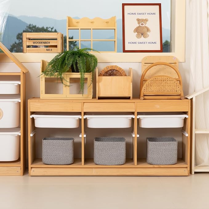 OIAHOMY 9”x9”x7” Storage Cubes, Cotton Rope Woven Baskets for Organizing, Cube Storage Bin, Small Gift Basket for Shelf, 3-Pack, Grey