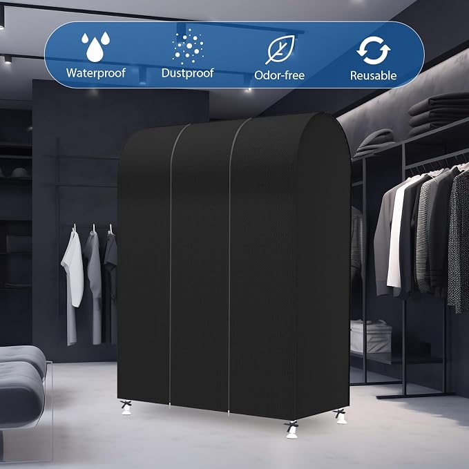 Zilink Garment Rack Cover Clothes Rack Cover Garment Bags Protector 43 in | Dustproof, Breathable, 2 Durable Zippers, Cothing Rack with Cover for Garment Rack (Rack Not Included)