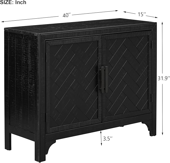 Amposei Wooden Accent Cabinet 40-Inch Vintage Sideboard Coffee Bar Cabinet 2-Door Entryway Storage Cabinet with Adjustable Shelf for Living Room Entrance, Black