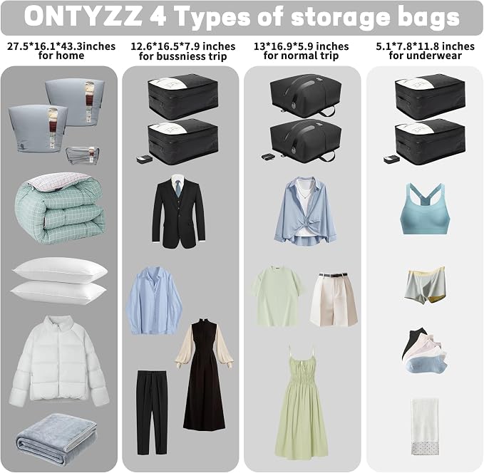 ONTYZZ Home Vacuum Bags Space Saver Compression Domestic Vacuum Sealer Bags for Clothes, Comforters, Blankets, Bedding