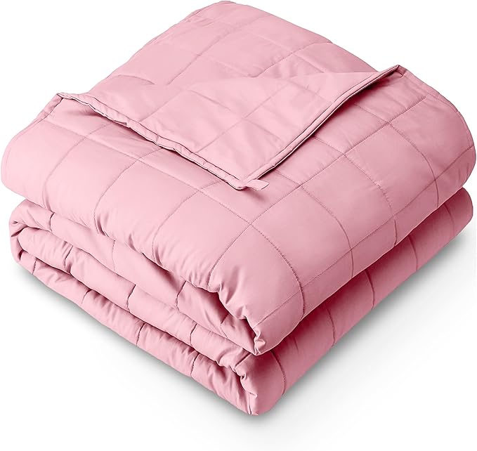Bare Home Weighted Blanket Queen Size 20lb (60" x 80") for Adults - All-Natural 100% Cotton - Premium Heavy Blanket Nontoxic Glass Beads (Light Pink, 60"x80")