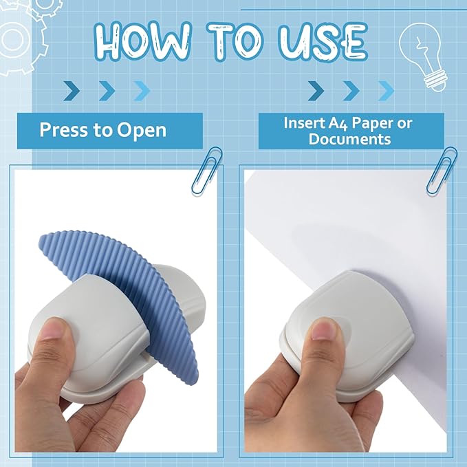 Faccito 3 Pcs Paper Holder Stand for Typing Non-Slip Mat Desktop Folder Document Holder with Anti-Slip Pads Portable Copy Stand Desktop Clamp for A4 Paper Office Reading (Blue)