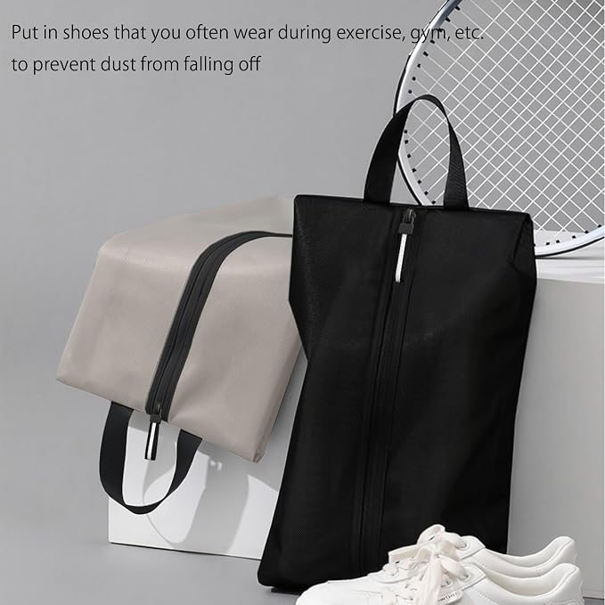 Shoe Bag for Travel, Waterproof Extra Large Shoe Storage Organizer with Handle, Multi-Functional Odor-Resistant Shoe Pouch for Gym, Soccer, Golf, Tennis Soccer Cleats Bag 16.5 x 9.8 Inches (Black)