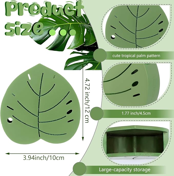 Tenceur Tropical Palms Pen Holder Green Monstera Large Capacity Pencil Holder Funny Office Decor Pencil Cup Pot Desk Organizer for Office Makeup Brush Holders Back to School Gift for Coworkers Women