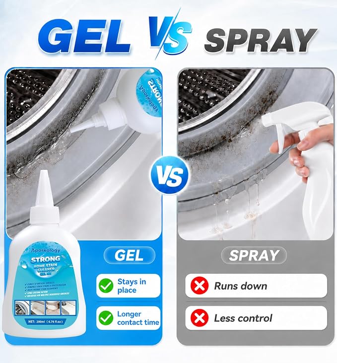 Mold Stain Remover Gel Home Stain Cleaner Gel, Heavy Duty Bathtub Stain Remover for Washing Machine, Toilet, Bathroom Grout, Bathtub, Kitchen Sinks, Tile, Door & Window Tracks（200ml）