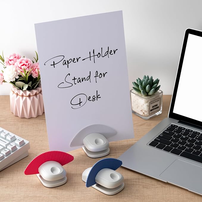 Faccito 3 Pcs Paper Holder Stand for Typing Non-Slip Mat Desktop Folder Document Holder with Anti-Slip Pads Portable Copy Stand Desktop Clamp for A4 Paper Office Reading (White,Blue,Red)