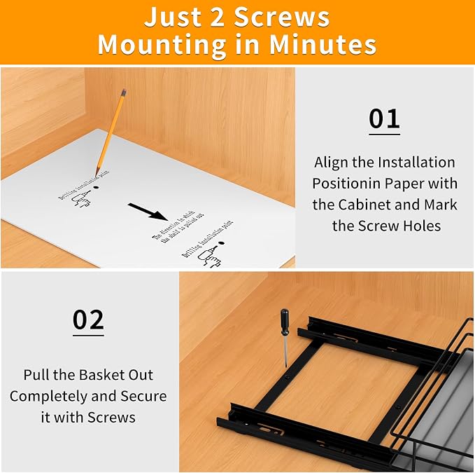 BOIVSHI Pull Out Spice Rack Organizer for Cabinet, Heavy Duty Slide Out Spice Rack Organizer for Kitchen Cabinets and Pantry, Fits Spices, Sauces, Canned Food (8.5''Wx10.5''Dx2.5''H)