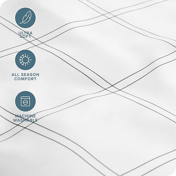 Bare Home Twin XL Sheet Set - College Dorm Size - Luxury 1800 Ultra- Soft Double Brushed Microfiber - Deep Pockets - Easy Fit - 3 Piece Bedding Sheet Set (Twin XL, Modern Plaid - White/Grey)