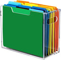 DINGHUO Acrylic File Organizer for Desk, Letter Size Hanging File Folder Holder with Handles, Clear Portable Storage Box for Office Home School -1 Pack