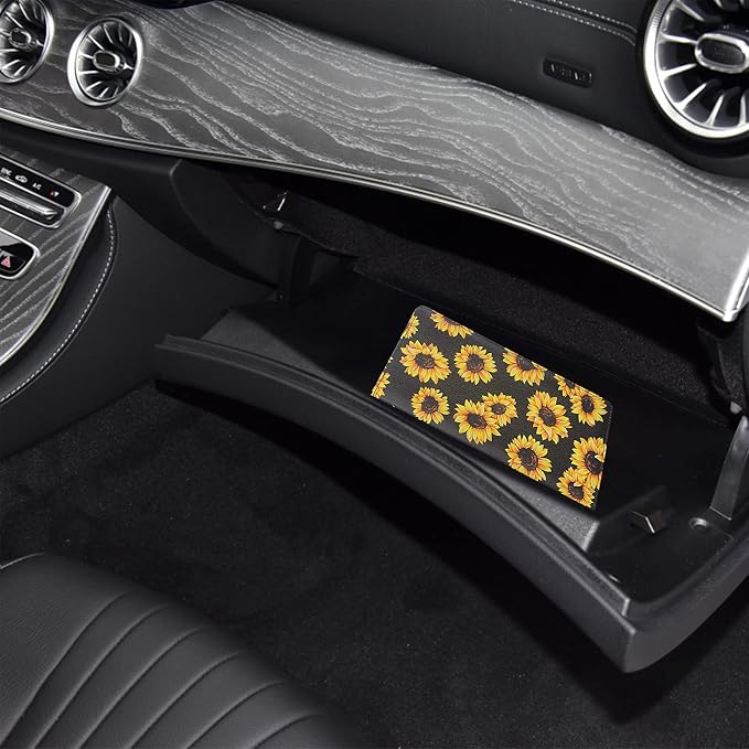 LumiMokki Premium Car Registration & Insurance Card Holder with Magnetic Shut, Vehicle Glove Box Car Organizer - For Documents, Cards, License (Sunflower B)