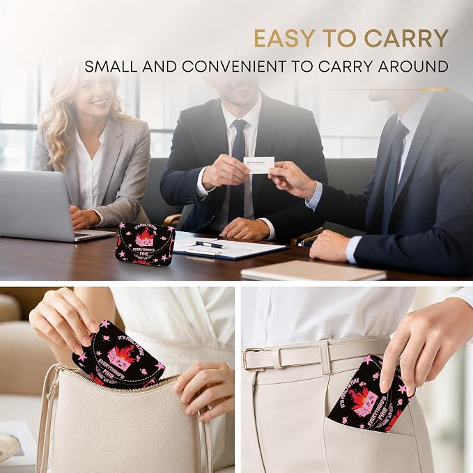 Business Card Holder，PU Leather Business Card Case Wallet Dumpster Fire | Pocket Travel Name Card Case for Men and Women Gift，Portable Magnetic Business Card Carrier for Purse