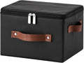 Storage Bins with Zipper Lid PU leather Storage Boxes Leather Fabric Collapsible Lidded Baskets Cube with Handle Decorative Shelves Closet Office Organizer Container(Black, Small Size)