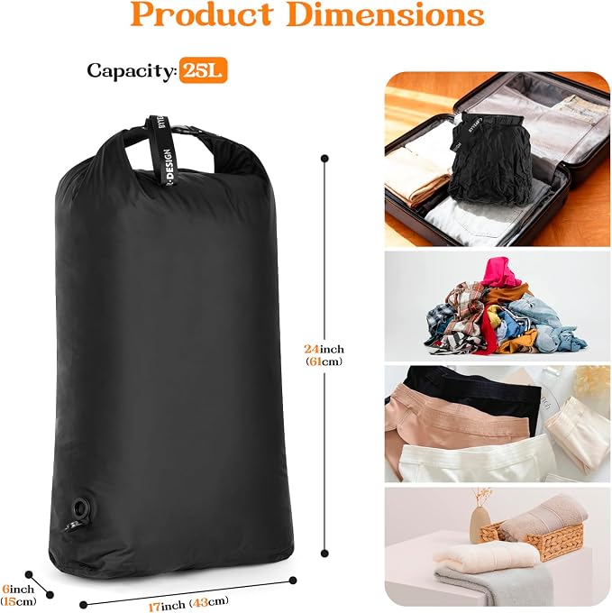 Travel Laundry Bag, Waterproof Compression Bags for Dirty Clothes | Moisture-resistant Vacuum Storage Bag, Space-Saving Laundry Storage Organizer for Cruise, Swimming, Gym