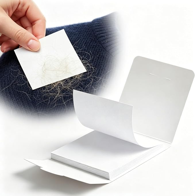 Mini Portable Lint Remover Strips & Pet Hair Remover - Pocket Sticky Stickers for Clothes, Travel & Handbags (50 Pieces) (100)