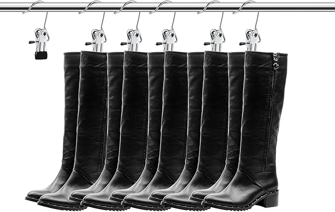 Hotop 48 Pieces Boot Hanger Clips for Closet, Laundry Hanging Hooks Heavy Duty Clips Boot Holder Portable Single Hooks Space Saving for Pants Jeans Clothes Hats Tall Towels (Silver)