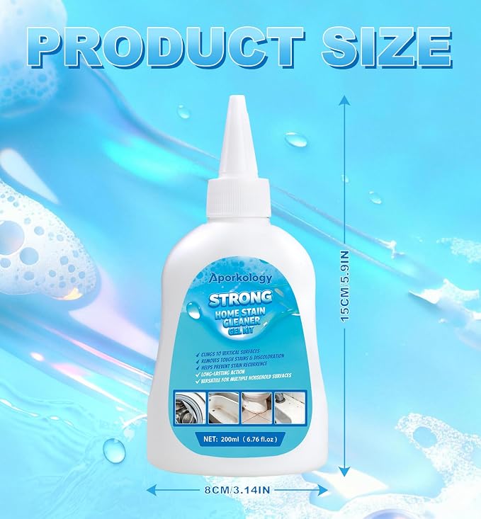 Mold Stain Remover Gel Home Stain Cleaner Gel, Heavy Duty Bathtub Stain Remover for Washing Machine, Toilet, Bathroom Grout, Bathtub, Kitchen Sinks, Tile, Door & Window Tracks（200ml）