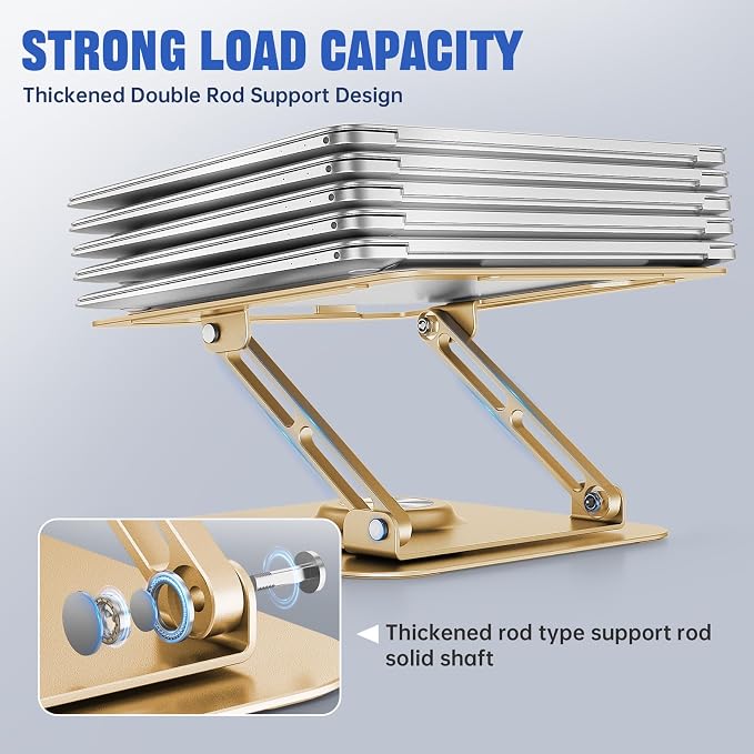 JOYEKY Laptop Stand for Desk, Adjustable Computer Stand with 360° Rotating Base, Ergonomic Laptop Riser for Collaborative Work, Foldable & Portable Laptop Stand, fits for All 10-16" Laptops